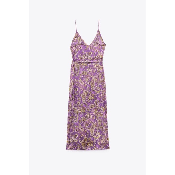 NWT ZARA SATIN EFFECT PRINT DRESS - Picture 10 of 16